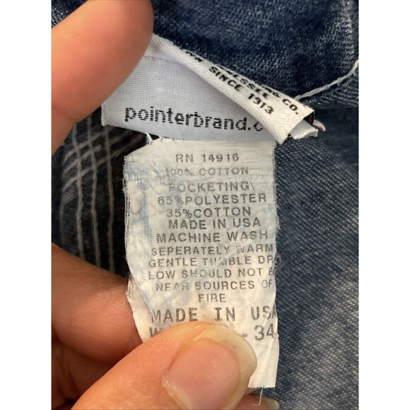 Vintage Pointer Brand Jeans Mens 36x34 Work Heavy Cotton Denim Blue Made in USA - Picture 10 of 14